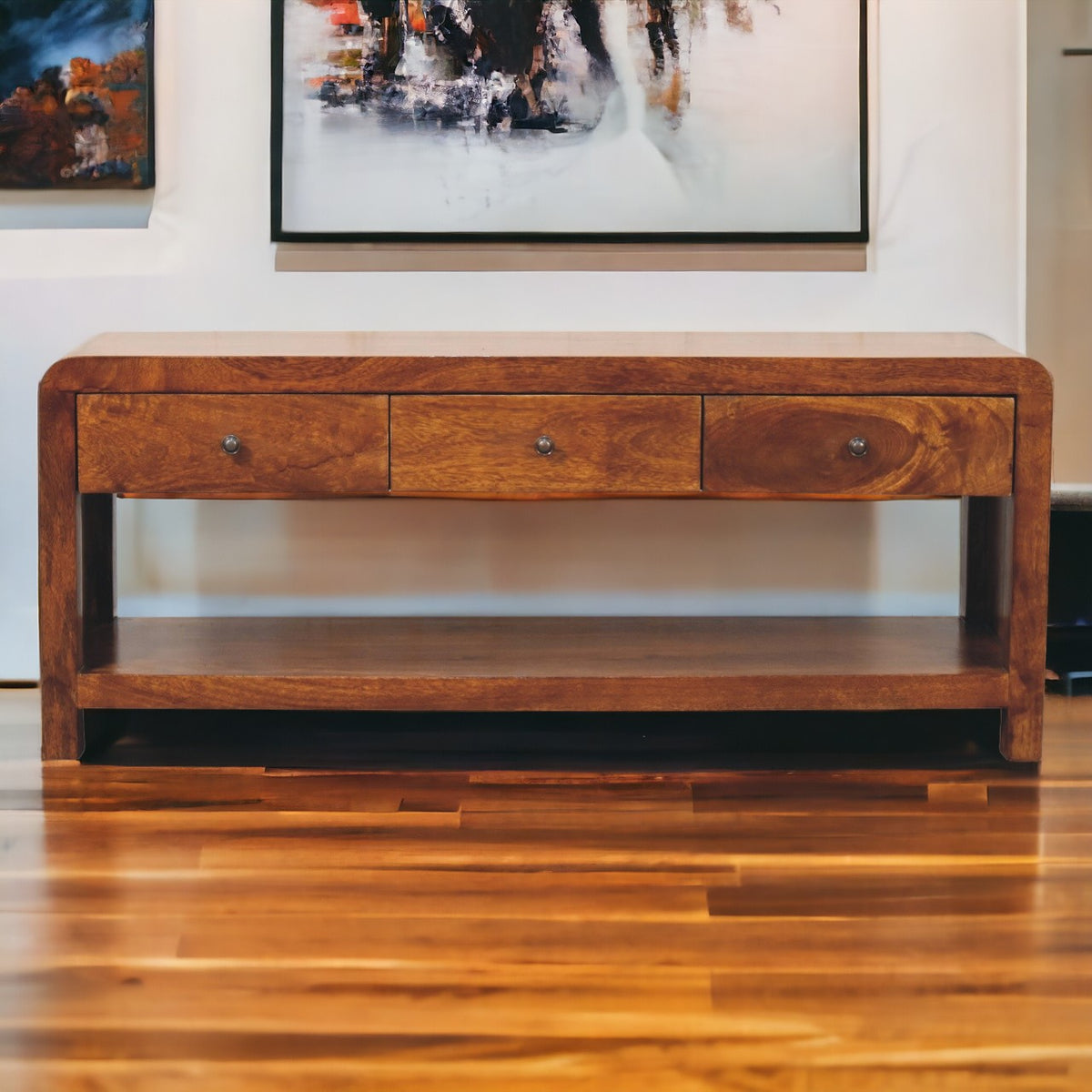Dallas Slim Chestnut 3 Drawer Media Unit