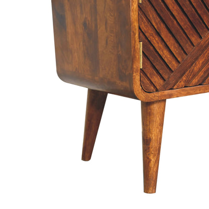 Bouclé Montauk Carved Chestnut Solid Wood Telephone Table Bench