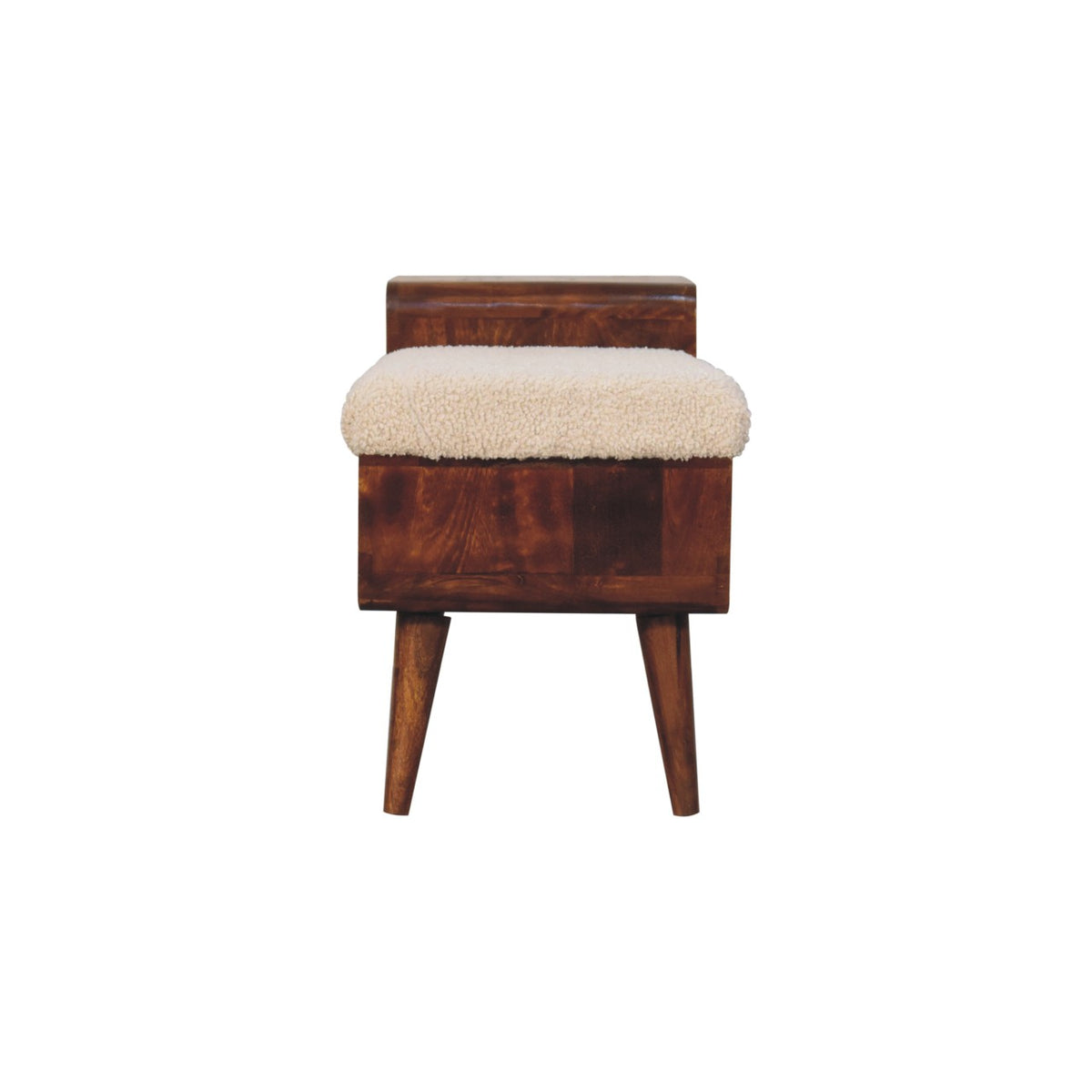 Bouclé Montauk Carved Chestnut Solid Wood Telephone Table Bench