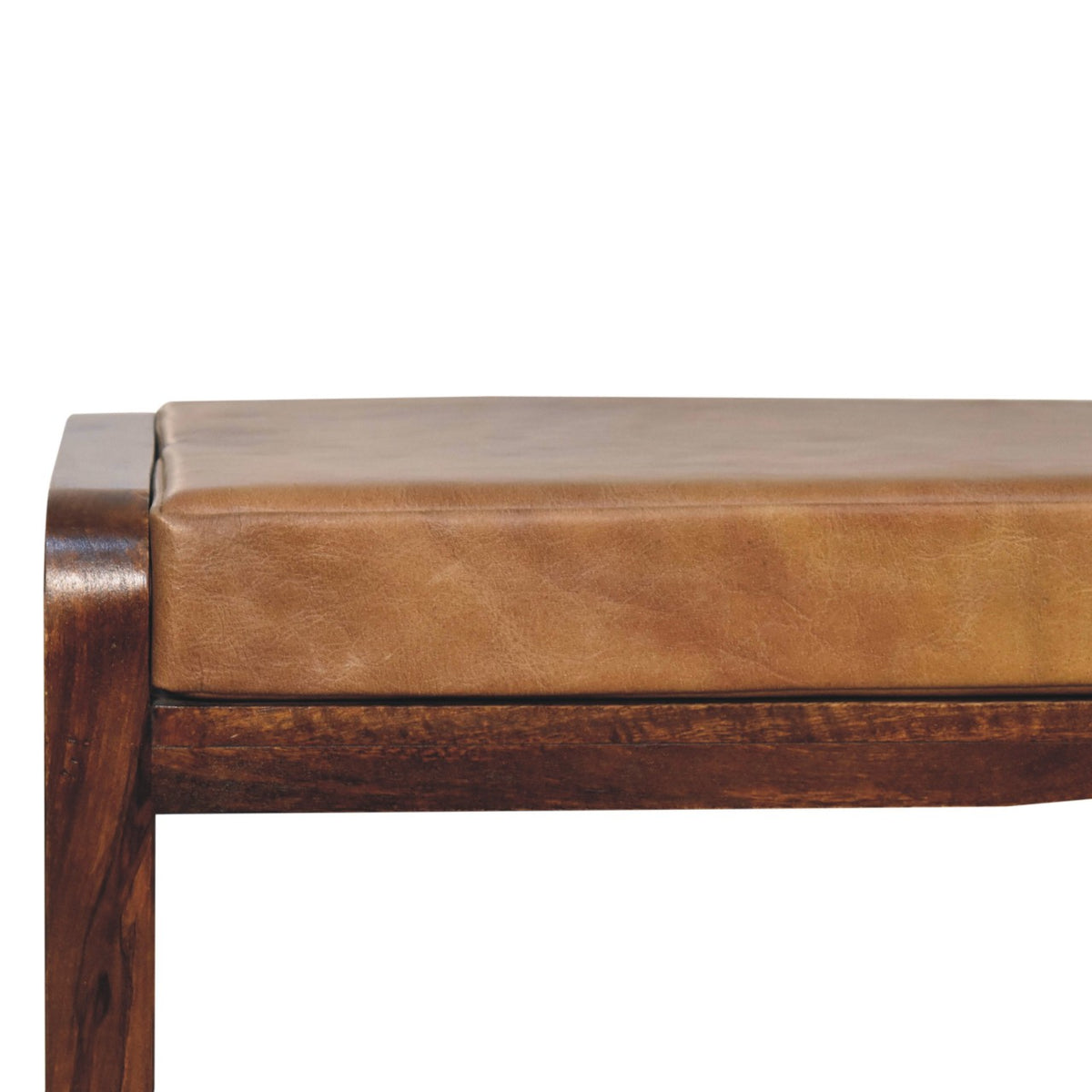 Sutton Buffalo Leather Small Slatted Hallway Bench