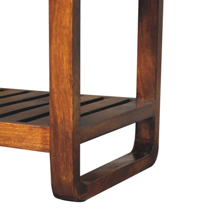 Sutton Buffalo Leather Small Slatted Hallway Bench