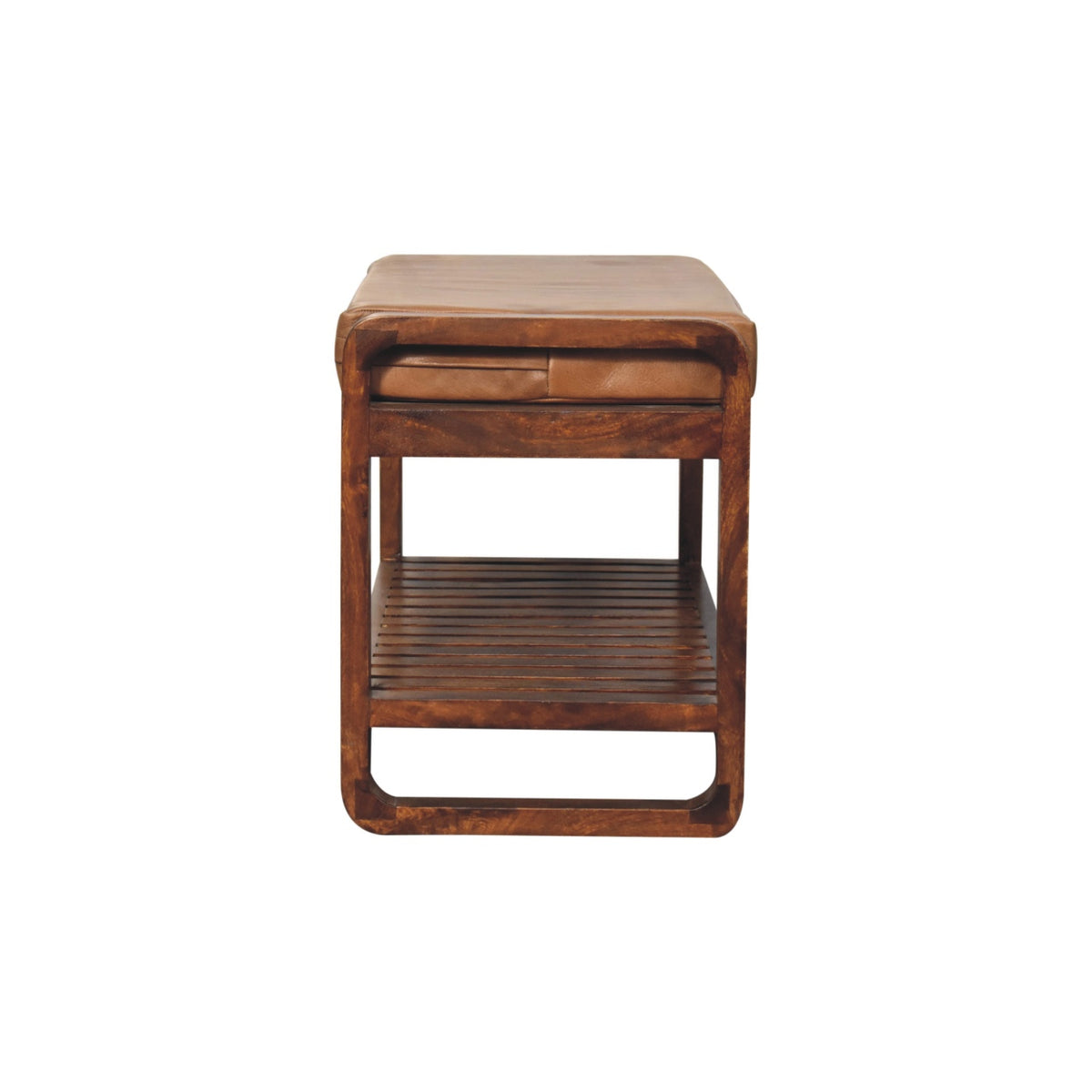 Sutton Buffalo Leather Small Slatted Hallway Bench