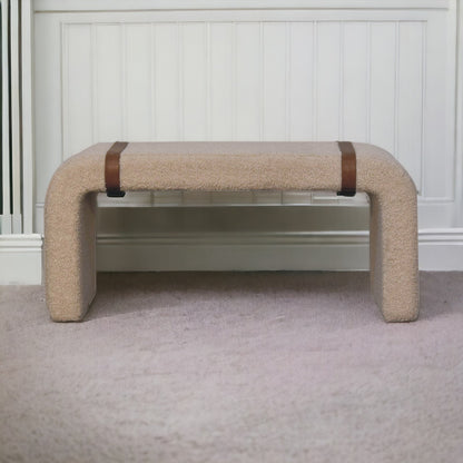 Bouclé Montauk Curved Leather Strap Bench