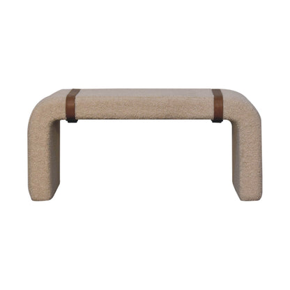 Bouclé Montauk Curved Leather Strap Bench