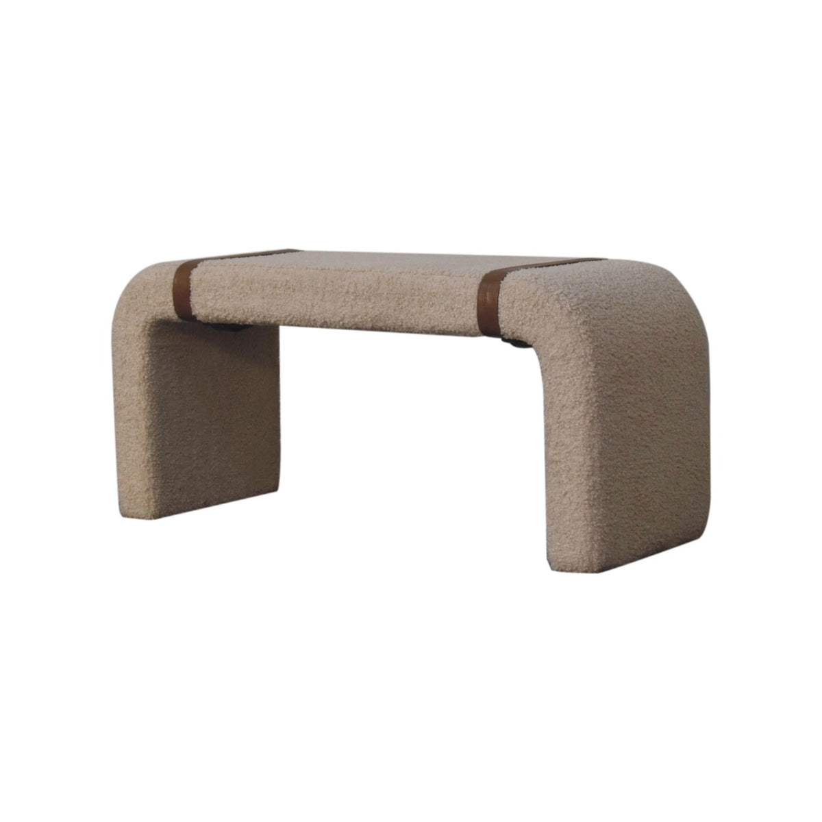 Bouclé Montauk Curved Leather Strap Bench