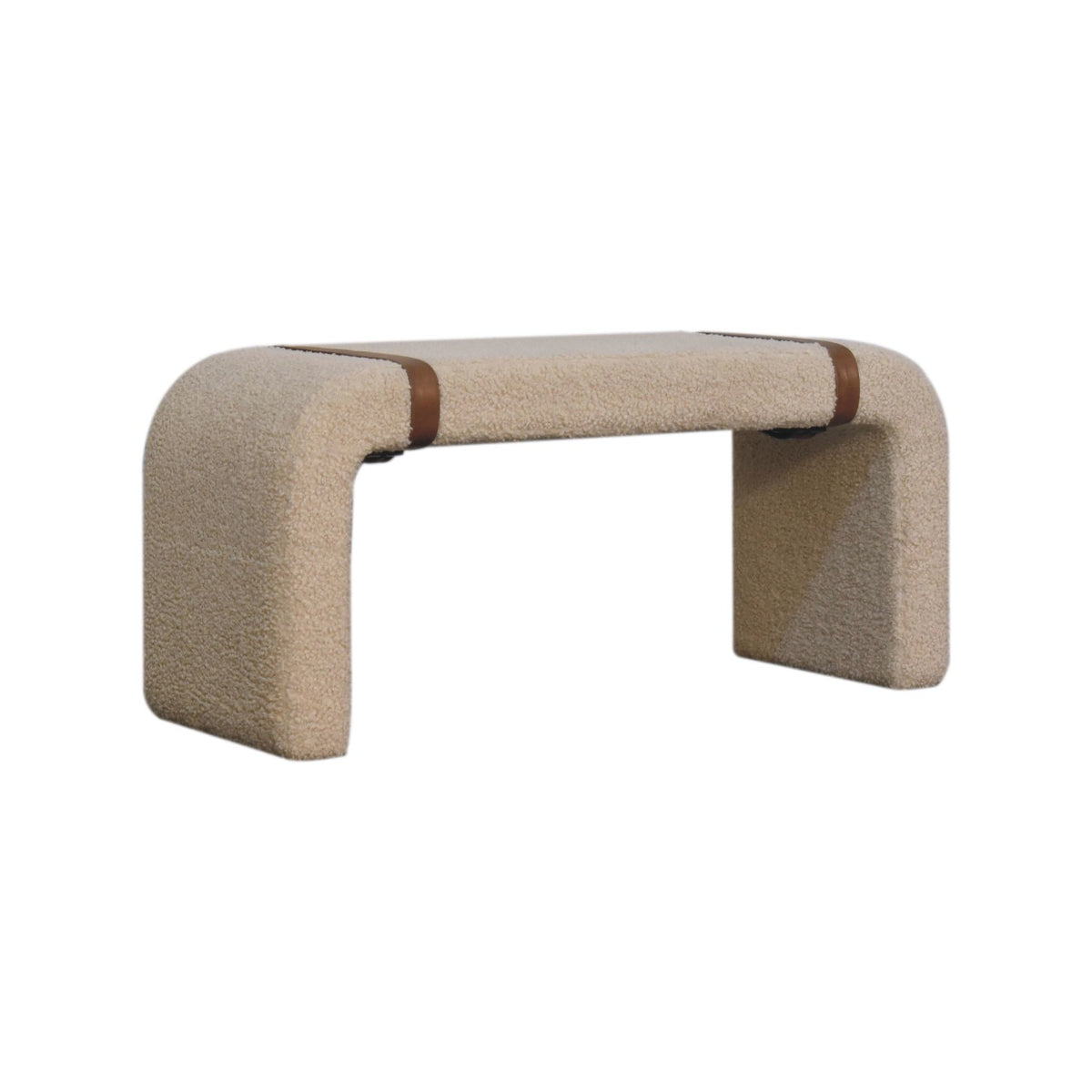 Bouclé Montauk Curved Leather Strap Bench