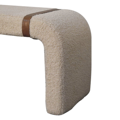 Bouclé Montauk Curved Leather Strap Bench