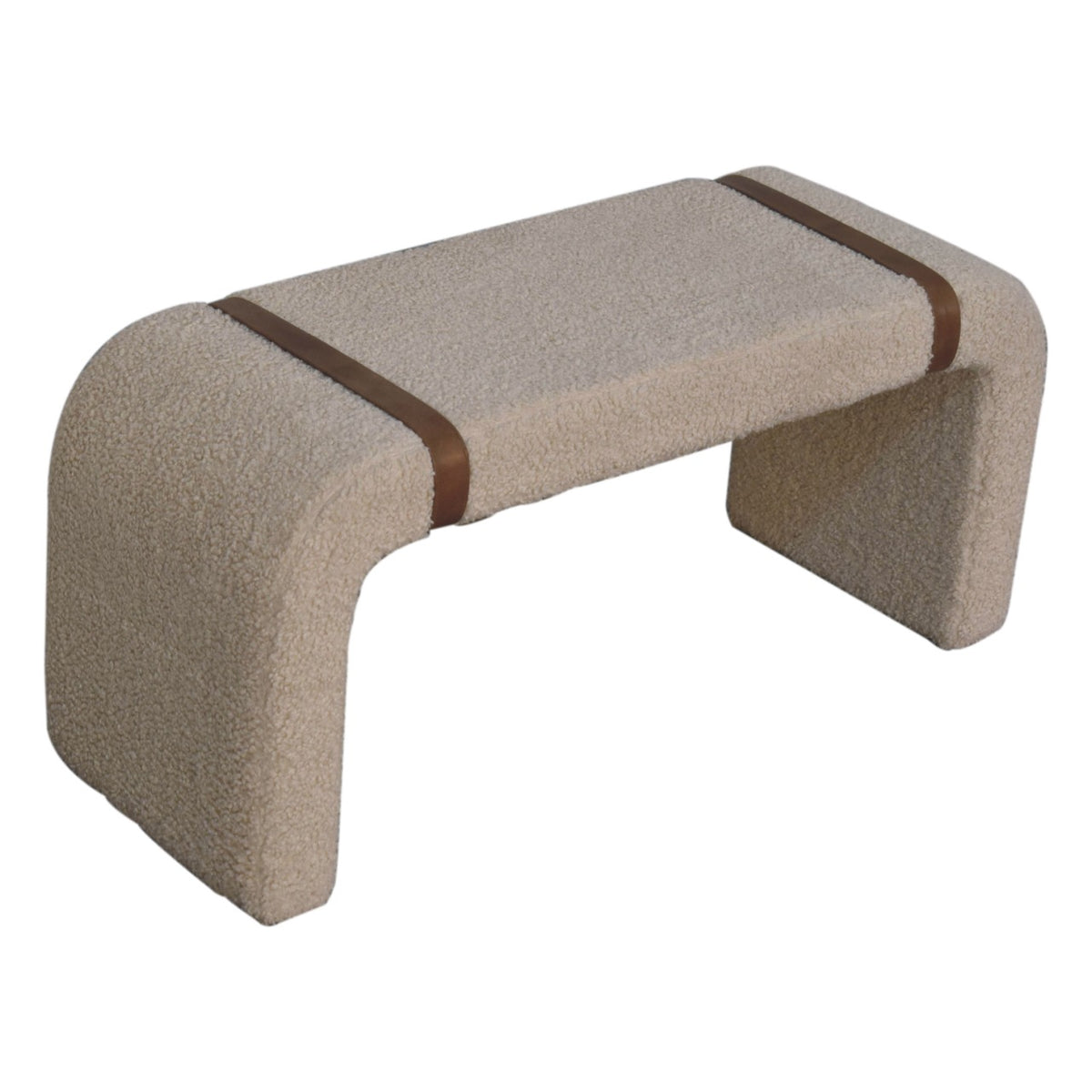 Bouclé Montauk Curved Leather Strap Bench