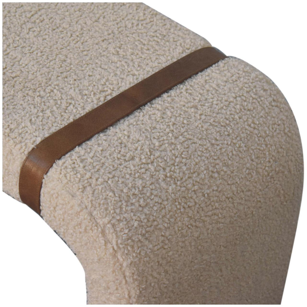 Bouclé Montauk Curved Leather Strap Bench