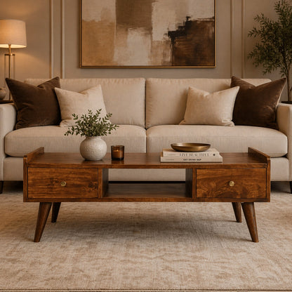 Kennebunk Chestnut 4-Drawer Coffee Table
