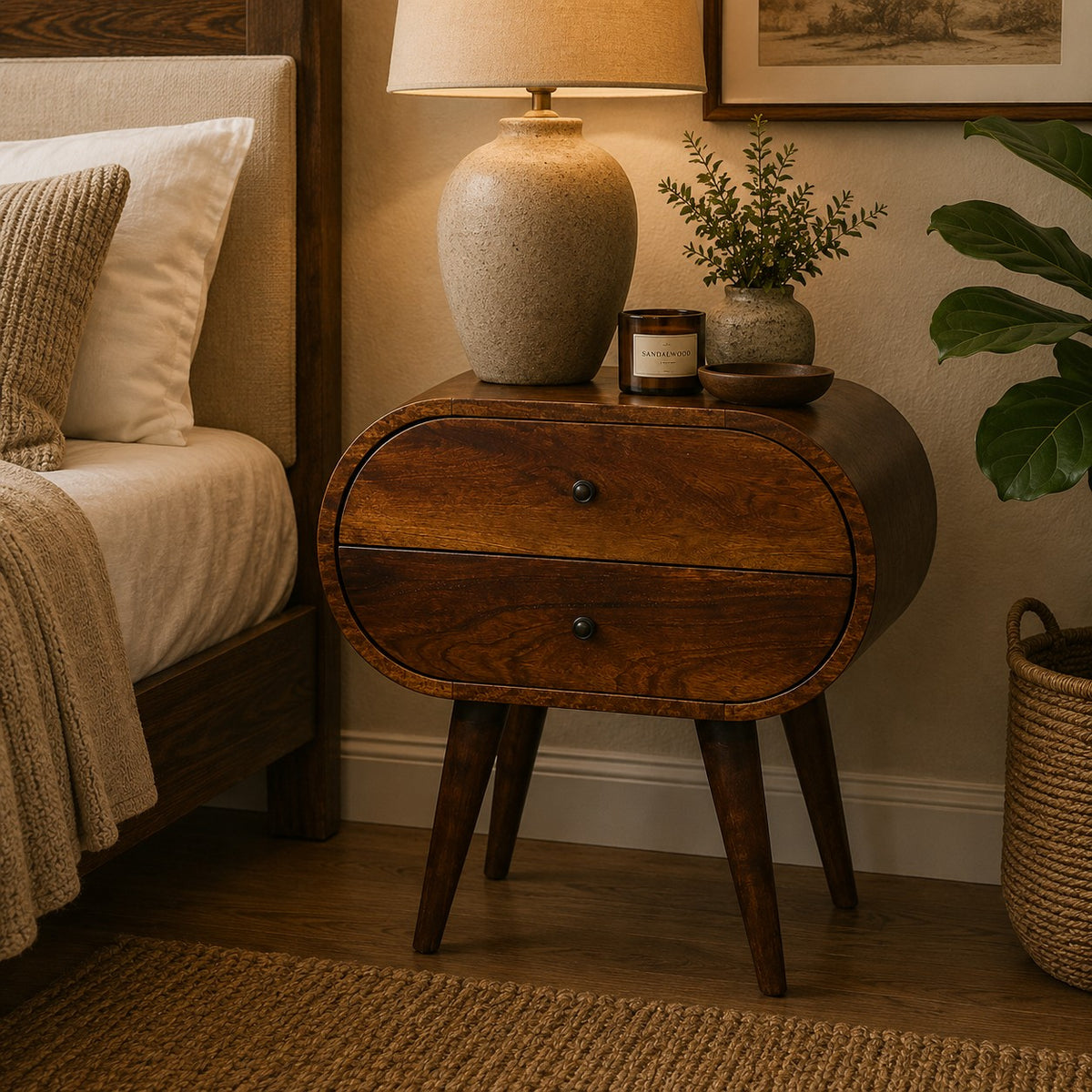 Chestnut Ridge Circular 2 Drawer Nightstand