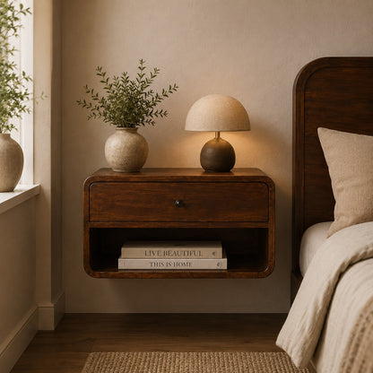 Dark Chestnut Ridge 1 Drawer Floating Nightstand