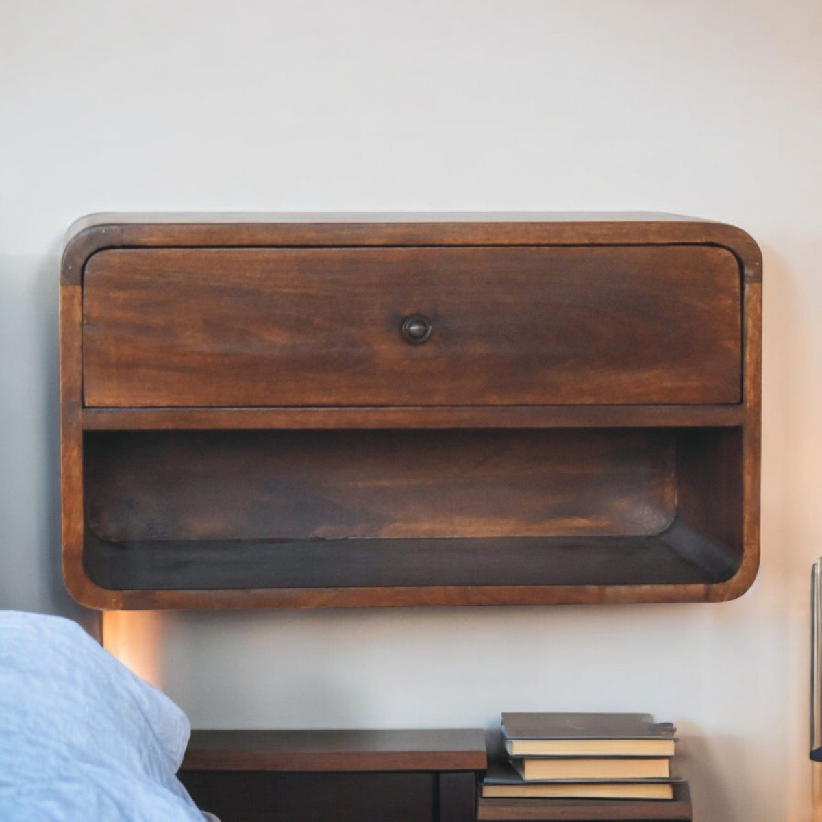 Dark Chestnut Ridge 1 Drawer Floating Nightstand