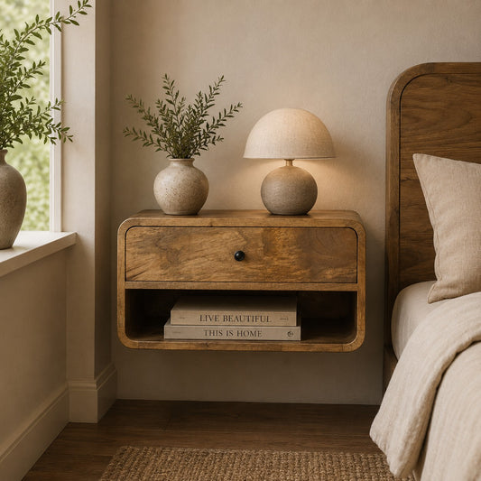 Nordic Curved 1 Drawer Floating Nightstand