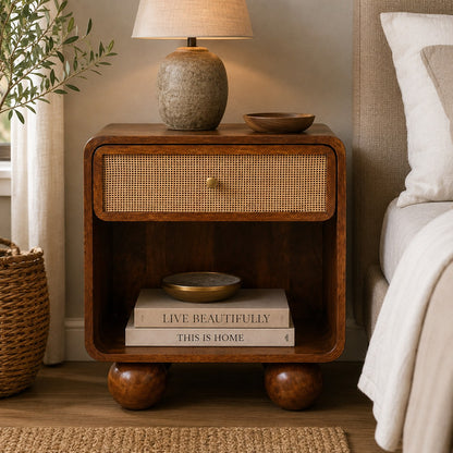 Malibu Rattan Woven 1 Drawer Nightstand