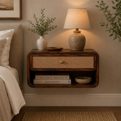 Malibu Rattan Wall Mount Woven Nightstand