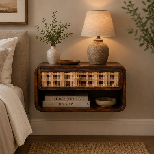 Malibu Rattan Wall Mount Woven Nightstand