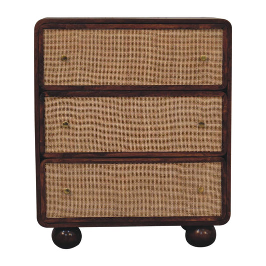 Malibu Rattan Woven 3 Drawer Wood Chest