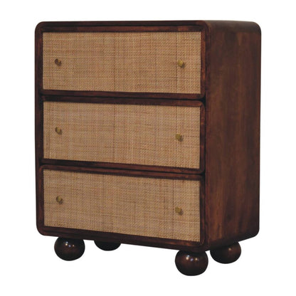 Malibu Rattan Woven 3 Drawer Wood Chest