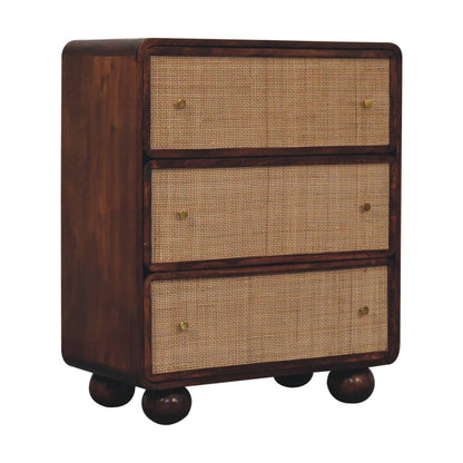 Malibu Rattan Woven 3 Drawer Wood Chest
