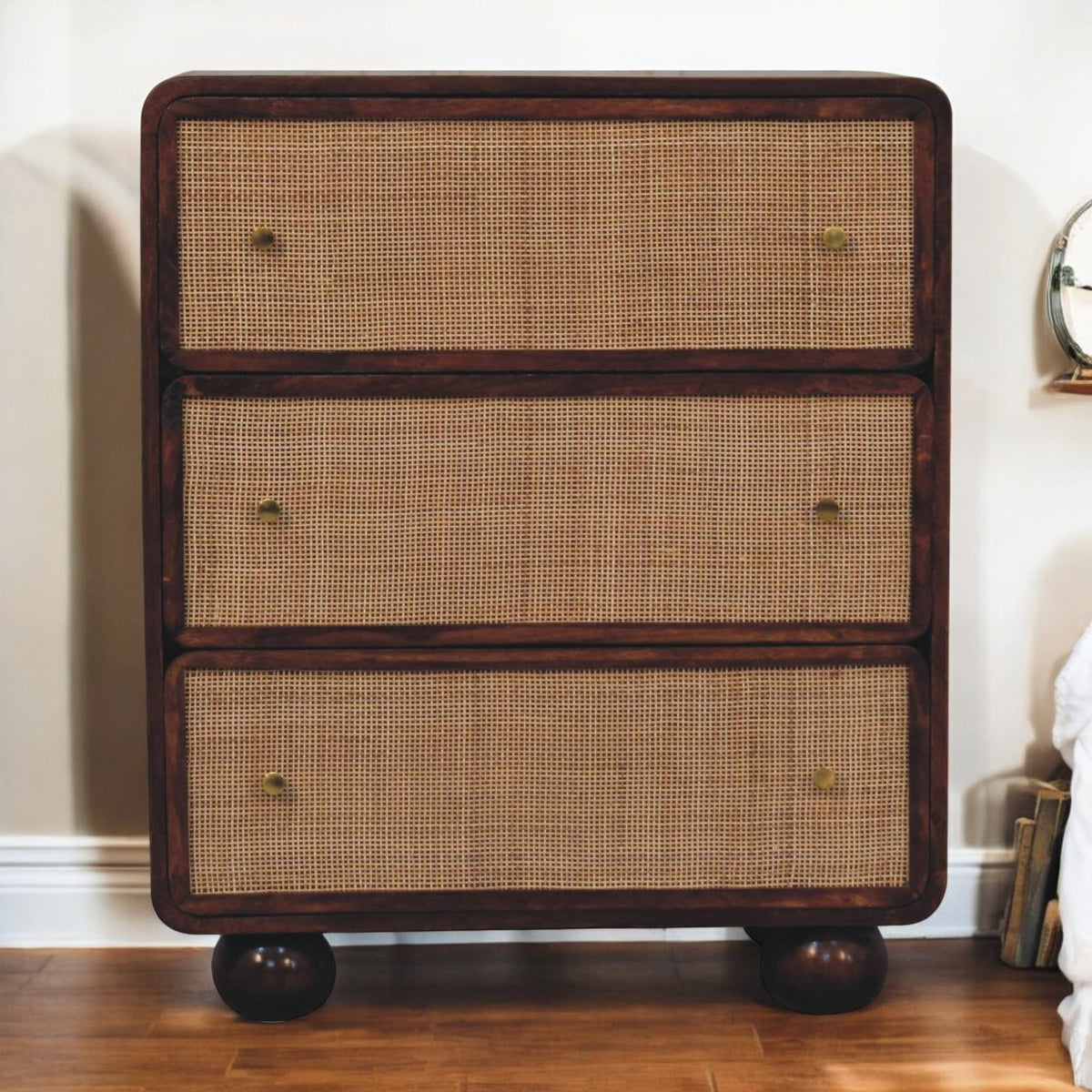 Malibu Rattan Woven 3 Drawer Wood Chest