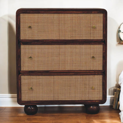 Malibu Rattan Woven 3 Drawer Wood Chest