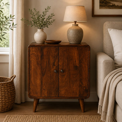 Small Chestnut Wood 2 Door Storage Cabinet