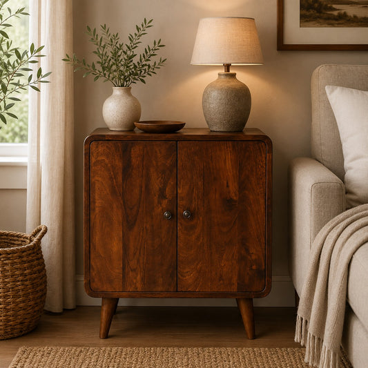 Small Chestnut Wood 2 Door Storage Cabinet