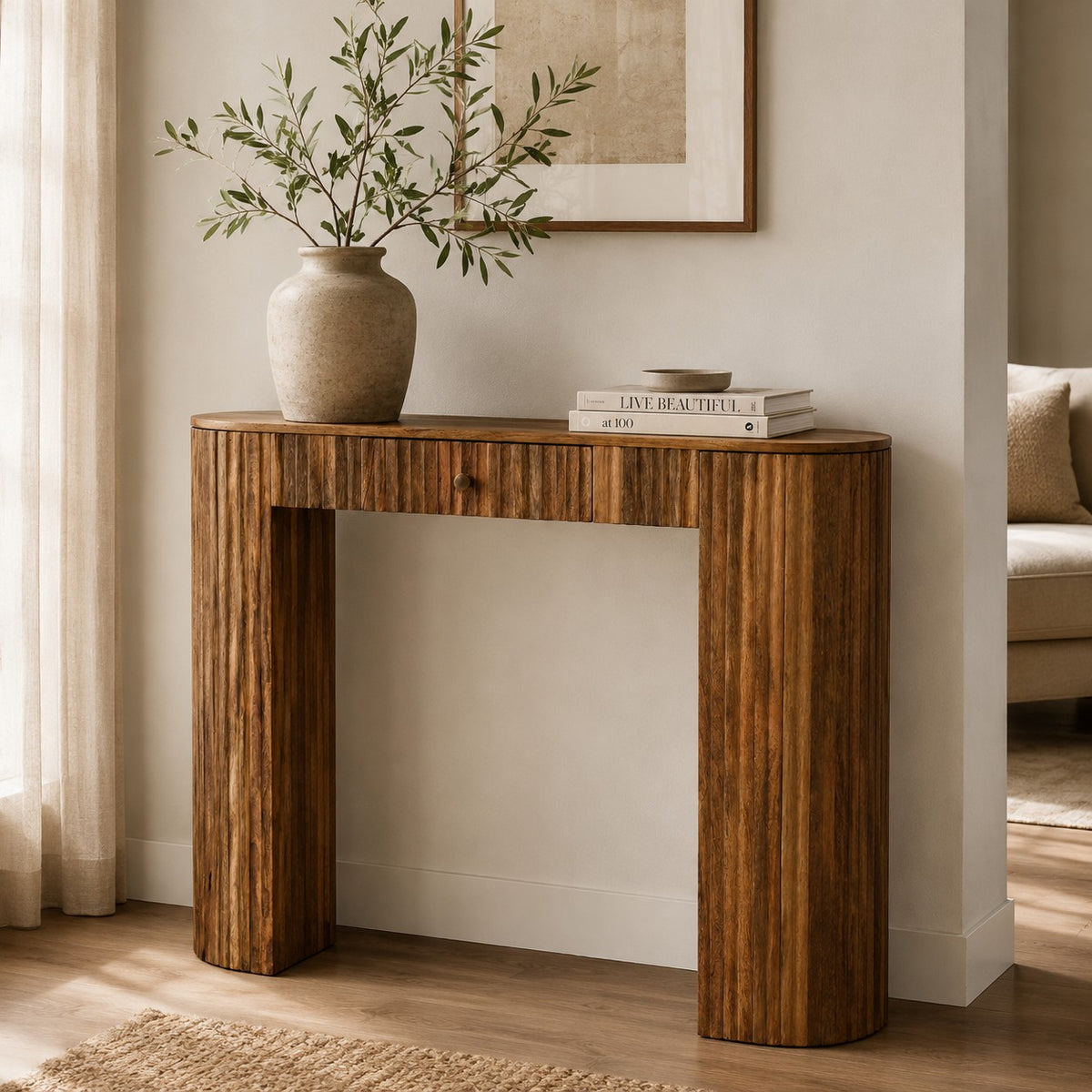 Portland Solid Wood 1 Drawer Console Table