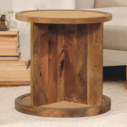 Malibu Rattan Woven Wood Corner End Table
