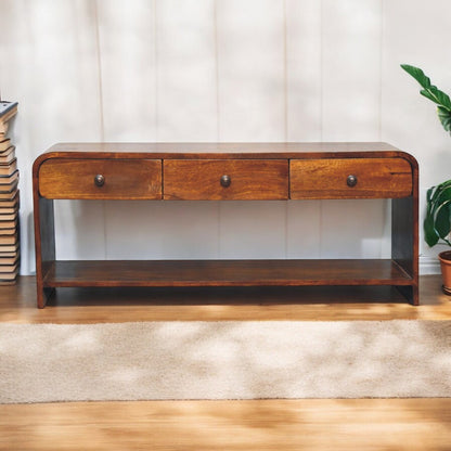 Dallas Slim Chestnut 3 Drawer Media Console