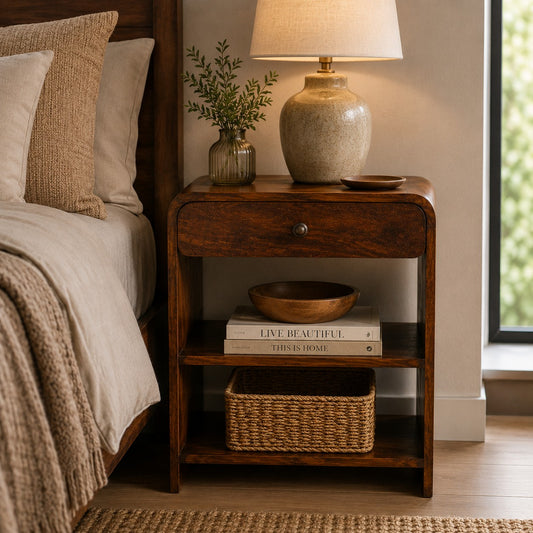 Dallas Solid Wood 1 Drawer Nightstand