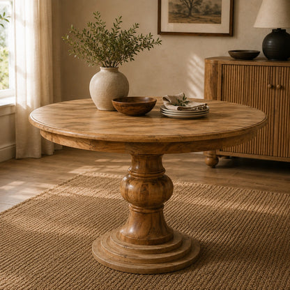 Georgetown Turned Pedestal Wood Dining Table