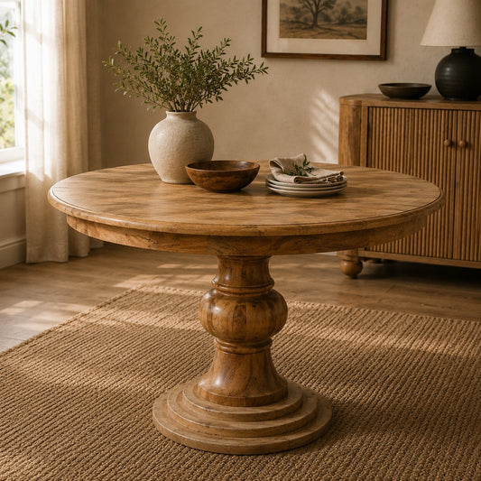 Georgetown Turned Pedestal Wood Dining Table