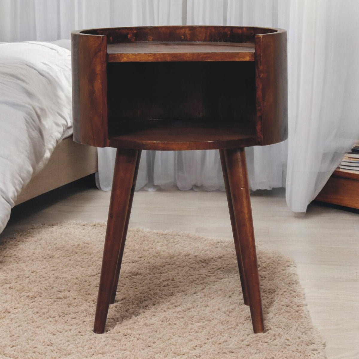 Camden Chestnut Round Open Nightstand