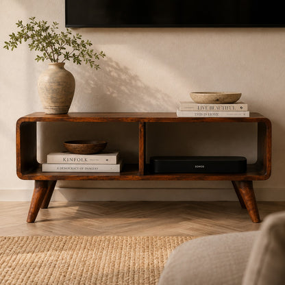 Big Sur Curved Chestnut 2 Slot Media Unit