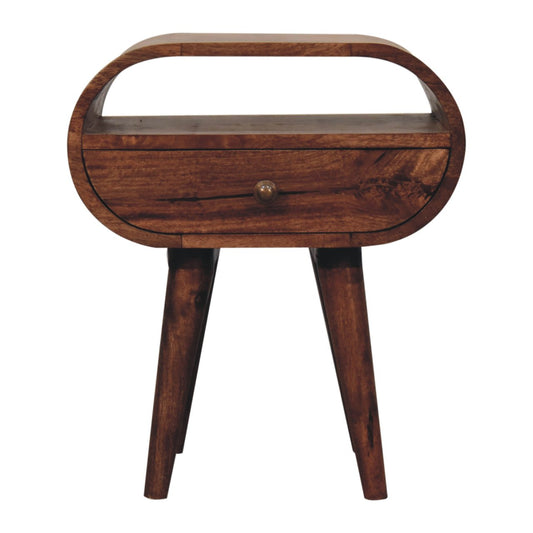 Carmel Circular 1 Drawer Wood Nightstand