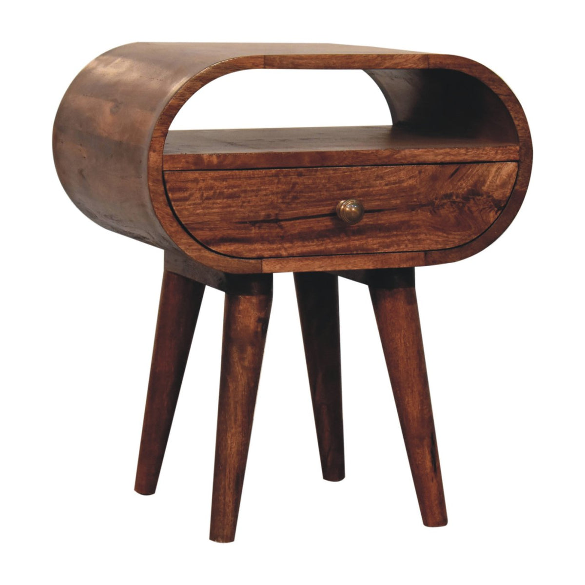 Carmel Circular 1 Drawer Wood Nightstand