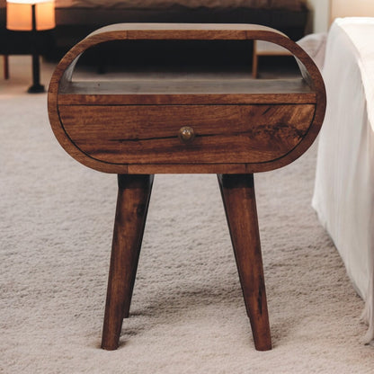 Carmel Circular 1 Drawer Wood Nightstand