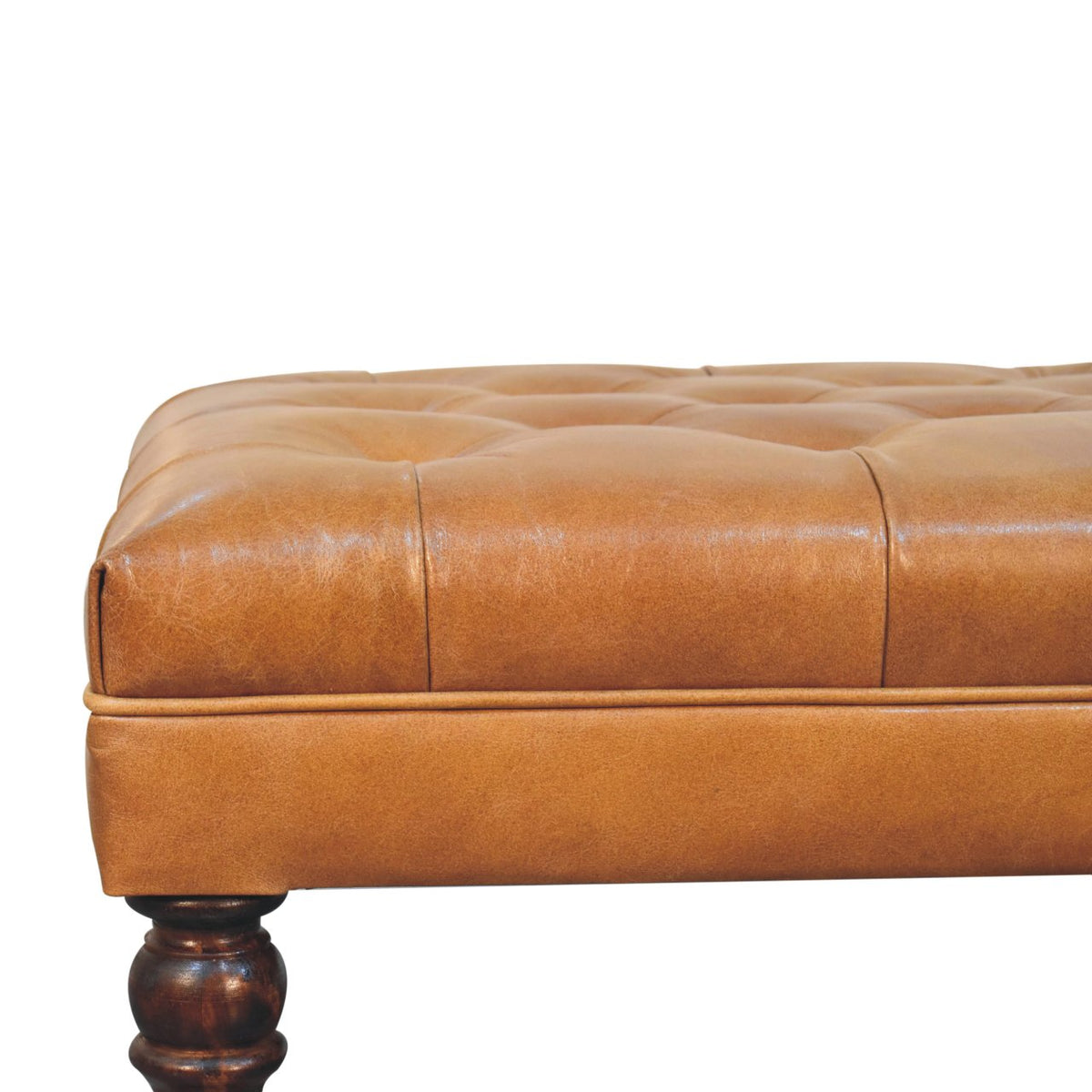 Sutton Buffalo Leather California Walnut Tufted Ottoman