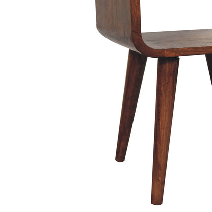 Small Honey Caramel Curved Low Shelf Bedside