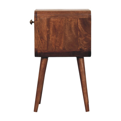 Small Honey Caramel Curved Low Shelf Bedside