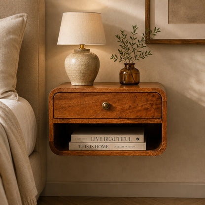 Big Sur Honey Curved 1 Drawer Nightstand