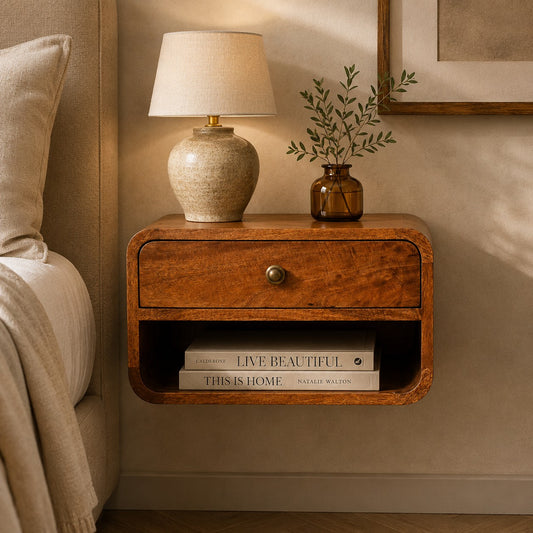 Big Sur Honey Curved 1 Drawer Nightstand