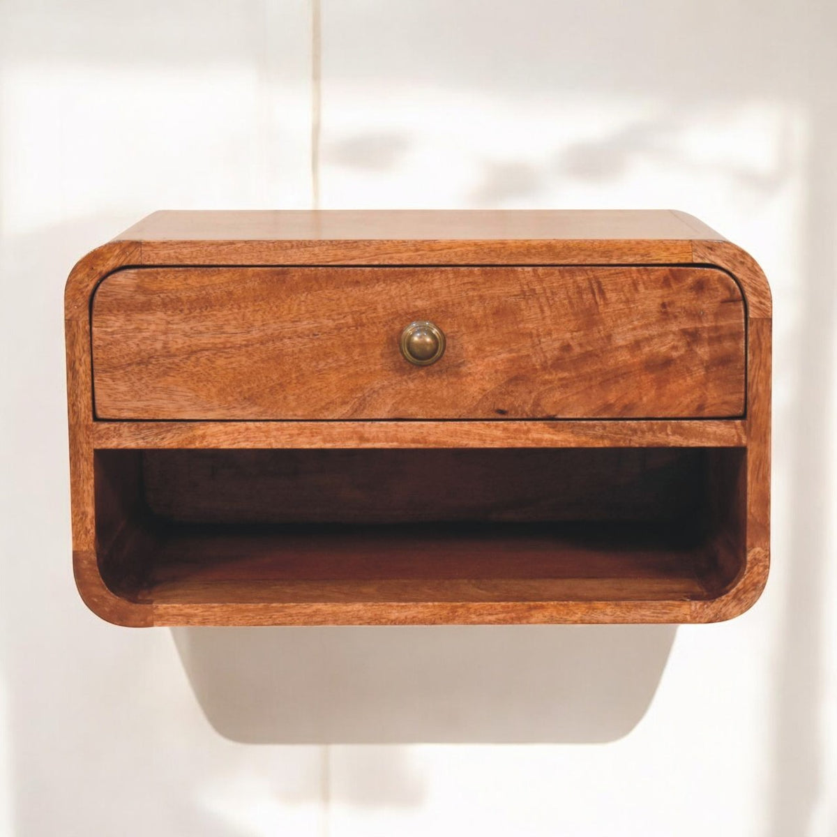 Big Sur Honey Curved 1 Drawer Nightstand