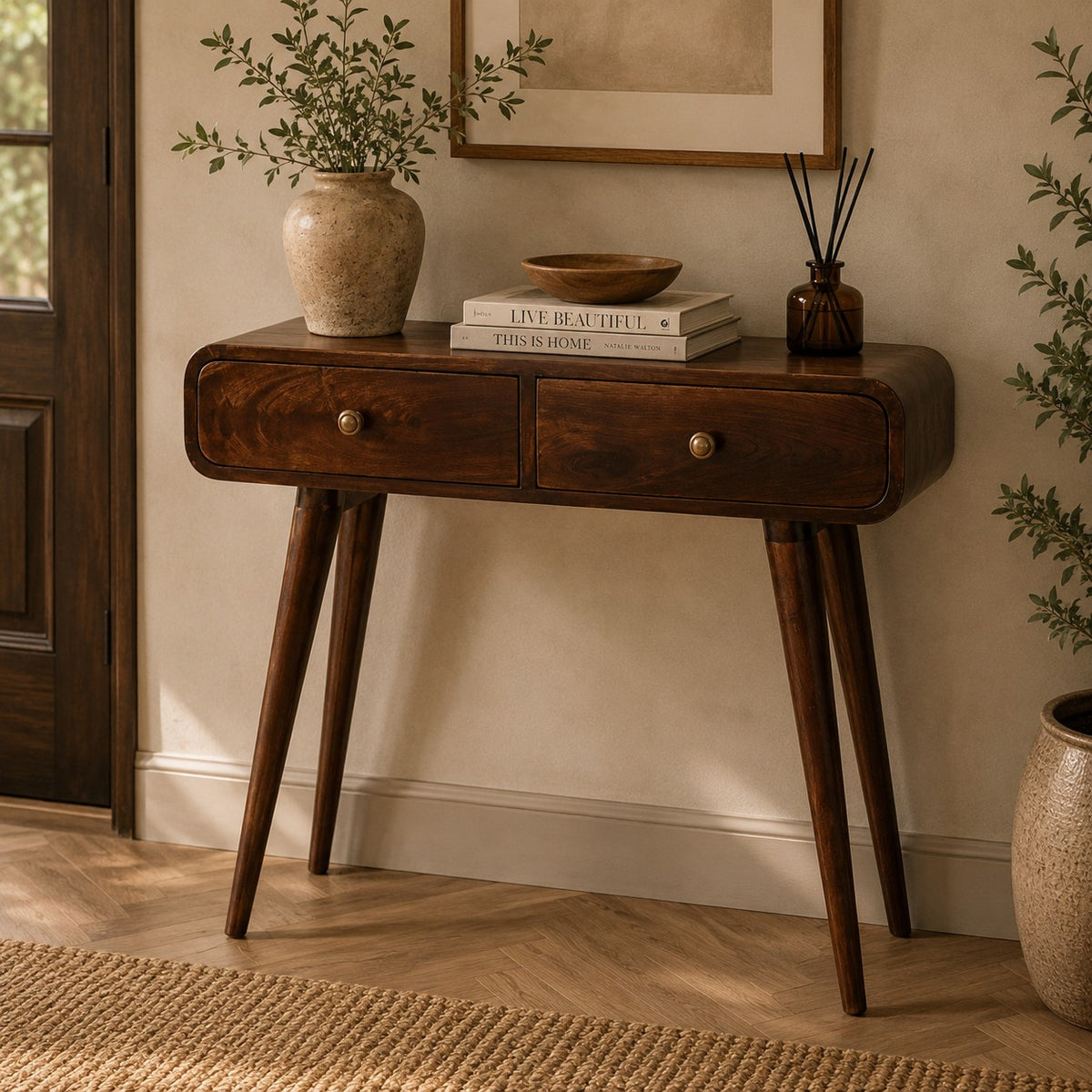 Nashville Walnut Curved Entryway Table