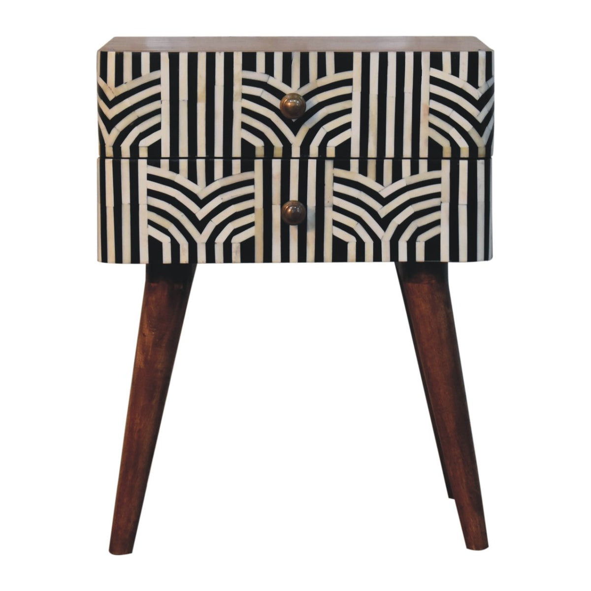 Marfa Honey Bone Inlay 2 Drawer Nightstand