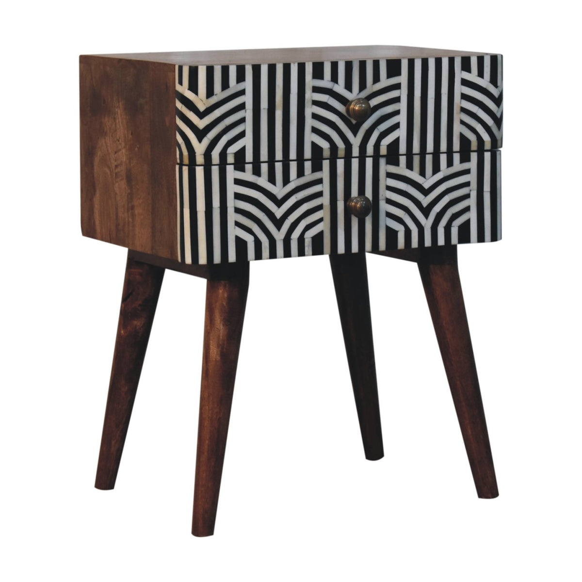 Marfa Honey Bone Inlay 2 Drawer Nightstand