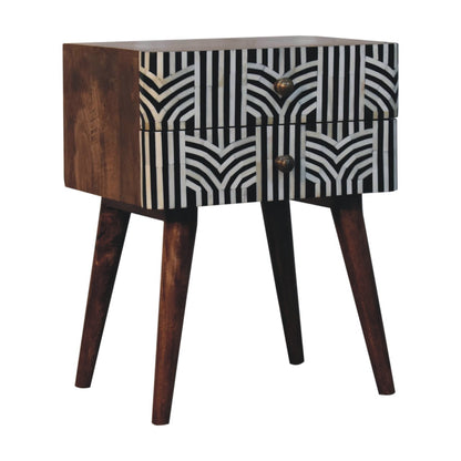 Marfa Honey Bone Inlay 2 Drawer Nightstand