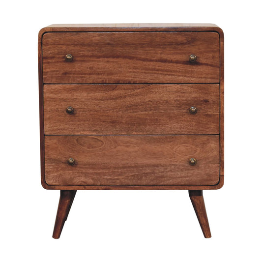 Big Sur Curved Honey 3 Drawer Oak Chest